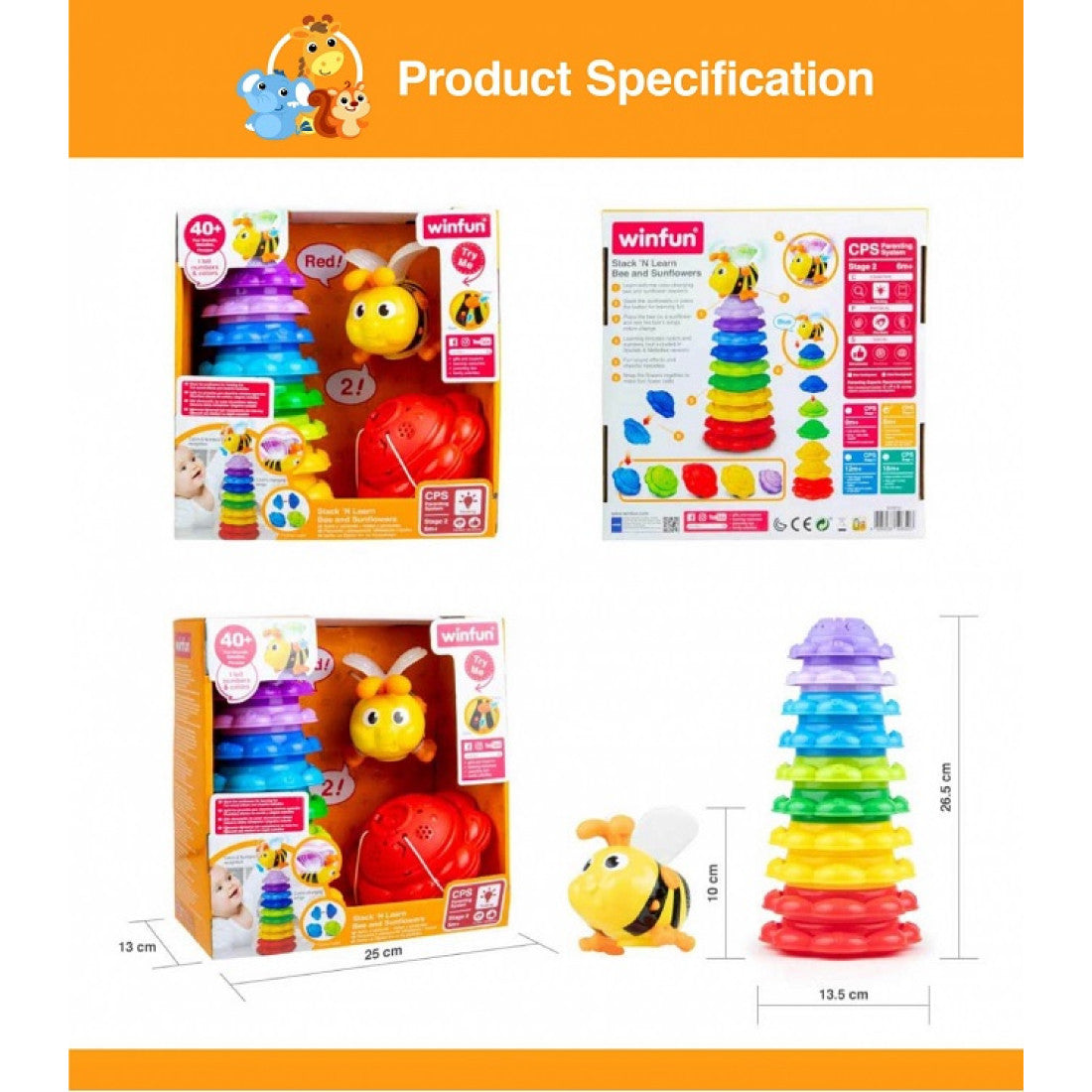 WINFUN STACK N LEARN BEE AND SUNFLOWER